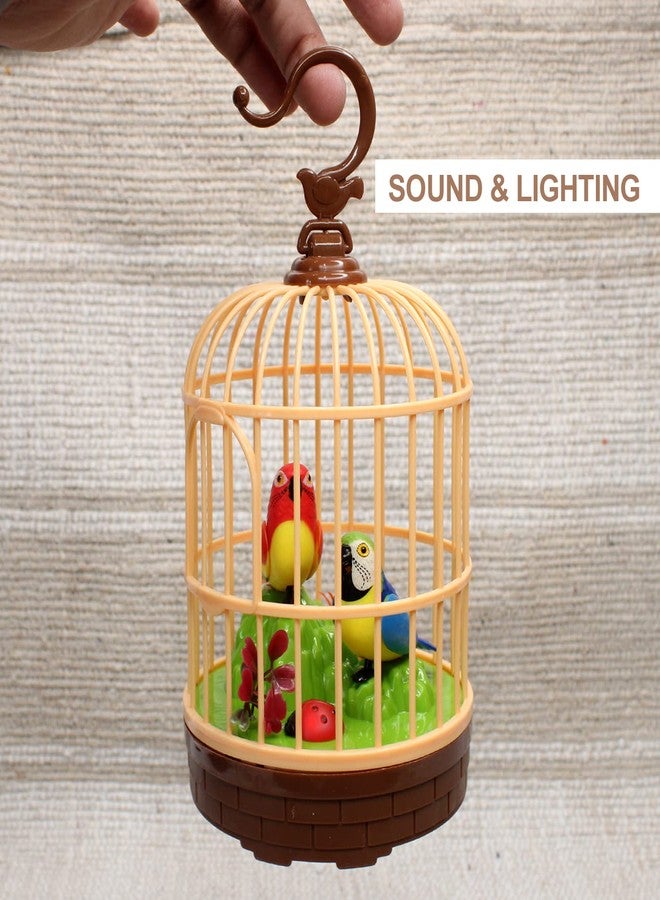 فولي ببغاء مضيء بالكامل ويغرد في قفص، مناسب للعب الأطفال ولتزيين المنزل. - Image 3